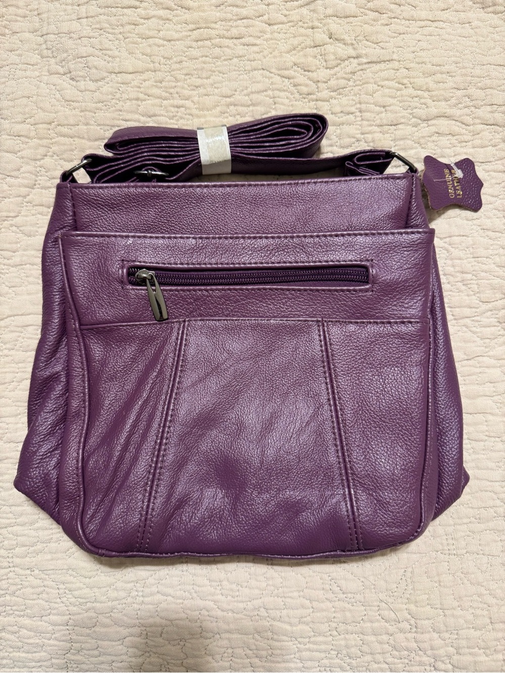 Purple Genuine Leather Crossbody Bag